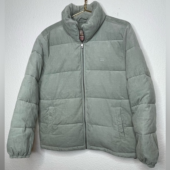 Levi’s jacket puffer corduroy bubble women’s large sea green lined - Picture 1 of 11